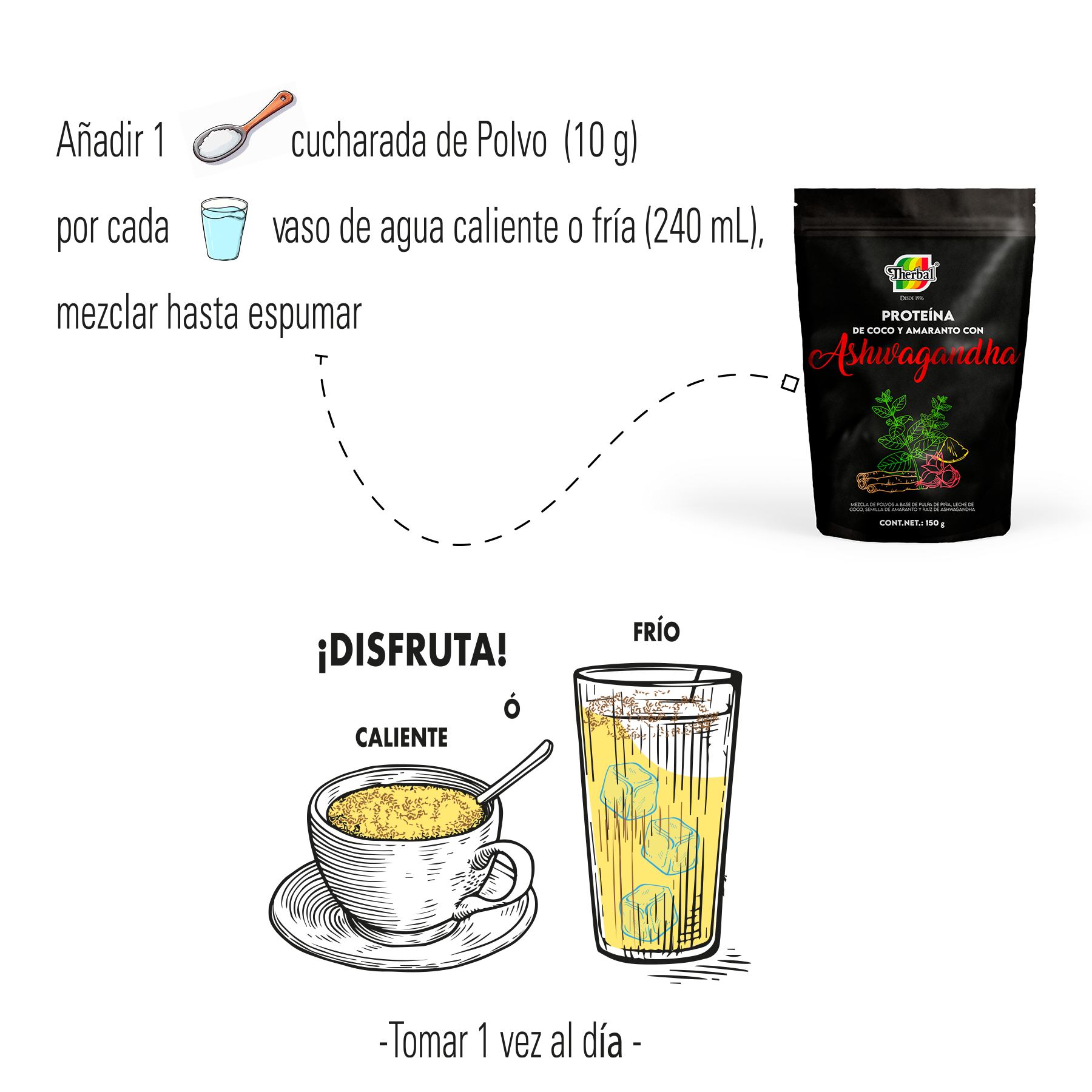 Proteina de Leche de Coco y Amaranto con Ashwagandha